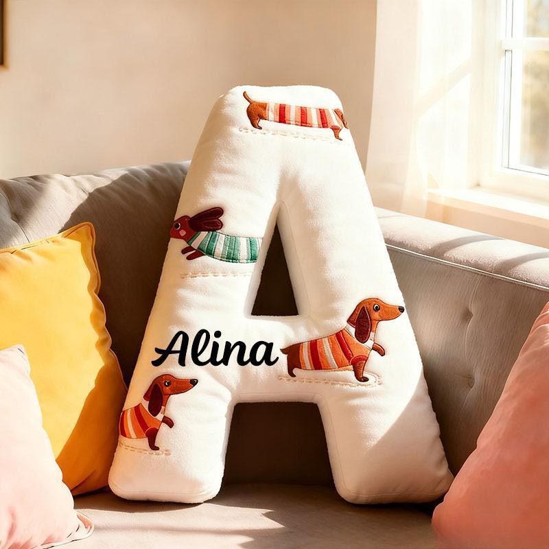 Personalized Dog Lover Dachshund Letter Pillow with Custom Name Pillow