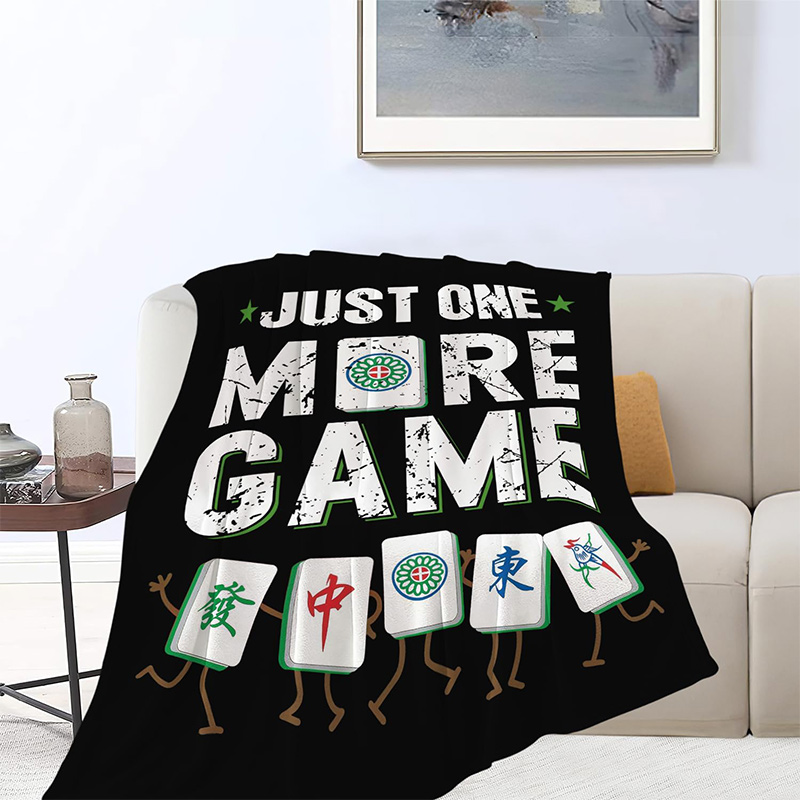 Mahjong Blanket Flannel Plush Throw Blanket Cozy Mah Jong Decor Fleece Stuff Blanket Gifts