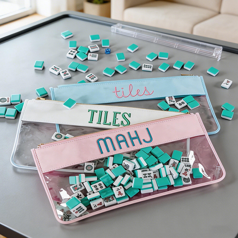 Personalized Embroidered Mahjong Nylon Clear Pouch Mahjong Tile Bag Mahjong Accessories Storage Bag Mahjong Bag Mahjong Lover Gifts