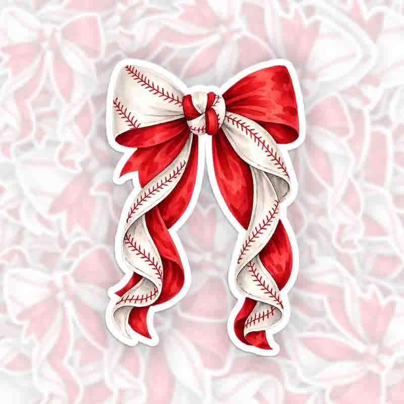 Personalized Baseball Bow Tie Sticker Red Bow Tie Baseball Custom Name