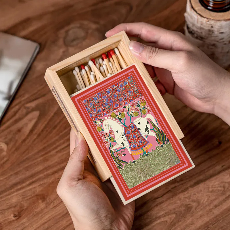 Personalized Floral Horse Matchbox Large Engagement Gift Wood Matchbox for Couples Wedding Gift for Equestrain Lovers
