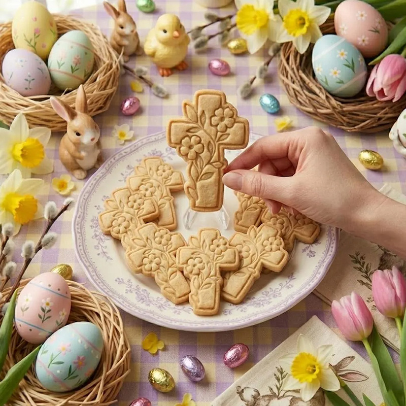 Personalized Cross with Flowers Cookie Cutter Stamp, Easter Day Gifts, Bunny Easter, Easter Baking, Rabbit Cookie, Rabbit Clay Cutter