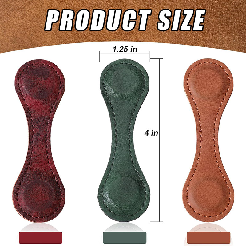 Magnetic Bookmarks 3PCS Genuine Leather Bookmark Vintage Book Mark for Women Double-Sided Magnetic Page Markers Leather Page Clip Buckles Reading Supplies Gift