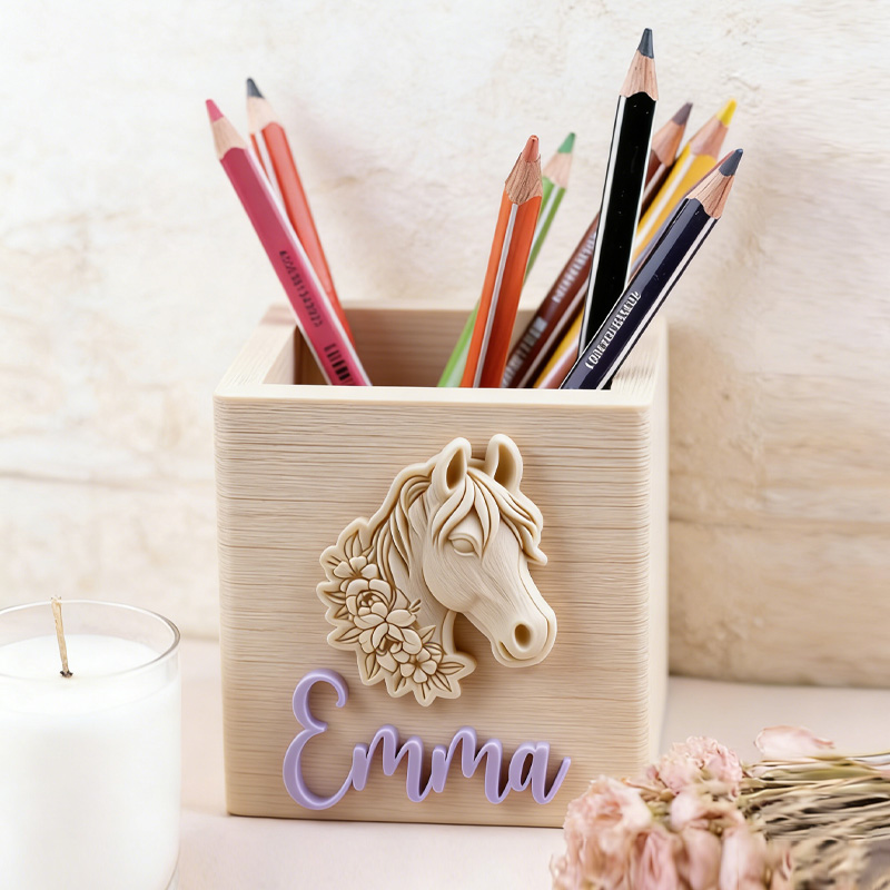 Personalized Horse Pencil Cup Pencil Holder Girl 3D Printed Gift for Equestrain Lovers