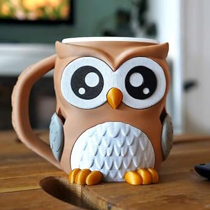 Owl Ice Cream Pint Holder 3D Printed with Spoon Slots & Snack Drawer