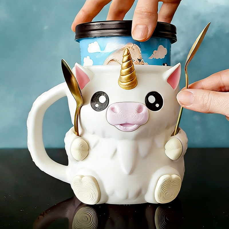 Dream Horse Ice Cream Pint Holder 3D Printed with Spoon Slots & Snack Drawer