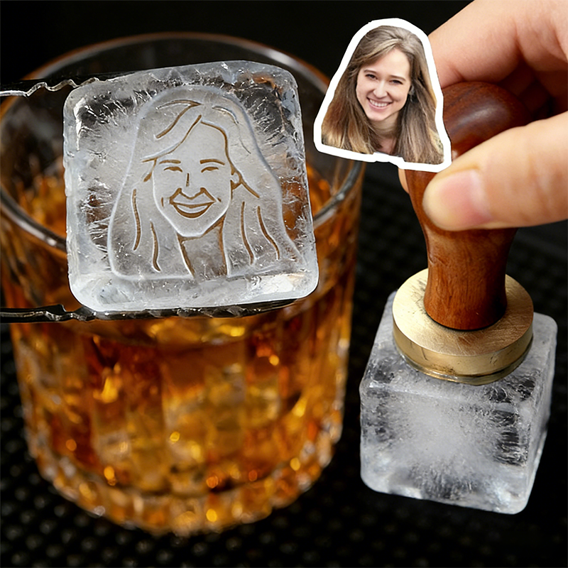 Personalized Photo Face Copper Ice Cube Stamp Whiskey Stamp Ice Stamp Custom Bar Stamp Brass Mold for Ice  Business Logo Stamp Ice Stamp