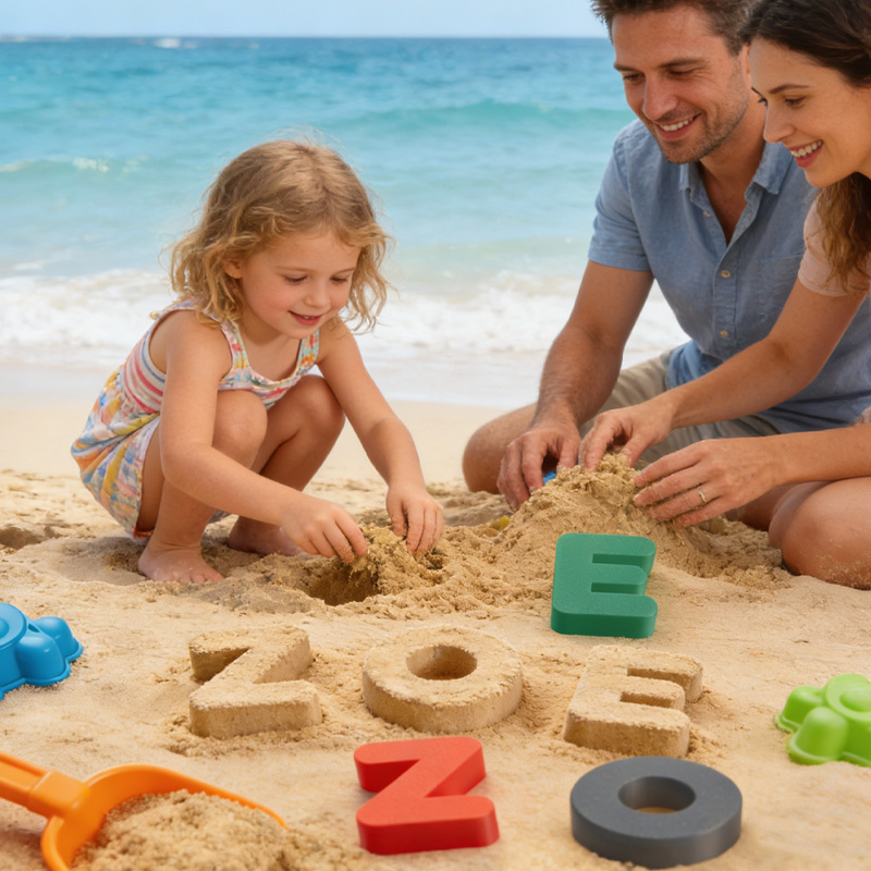 Personalized Multicolor Alphabet 3D Printed Sand Mold Beach Toys Vacation Essentials Birthday Gift for Family Kids