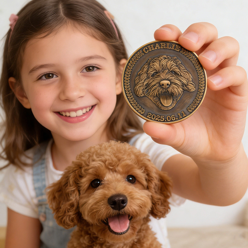 Personalized Pet Photo Memorial Coin with Name and Date Birthday Memorial Day Gift for Pet Owner Friend