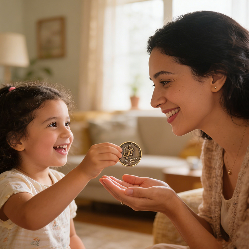 Personalized Family Photo Retro Commemorative Coin with Text Birthday Anniversary Daily Use Gift for Family