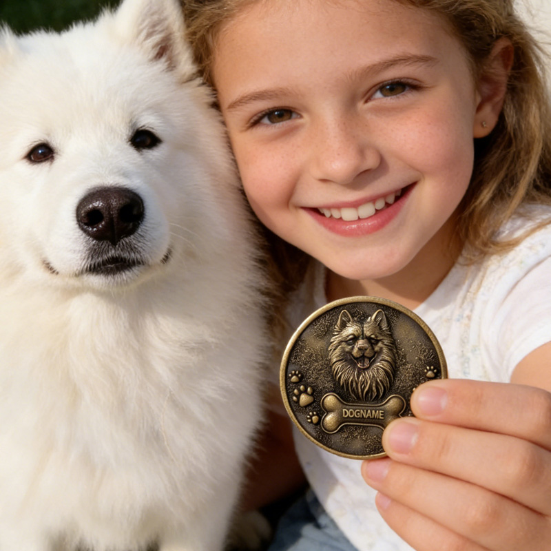 Personalized Paw Print Bone 3D Pet Photo Retro Memorial Coin with Name and Transparent Storage Case Pet Remembrance Gift for Pet Owner Pet Lover