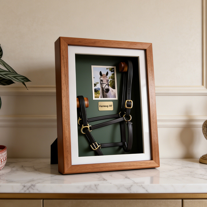 Personalized Horse Memorial Shadow Box Custom Halter Keepsake Frame with Photo Engraved Plaque Horse Remembrance Gift for Equestrain Lovers