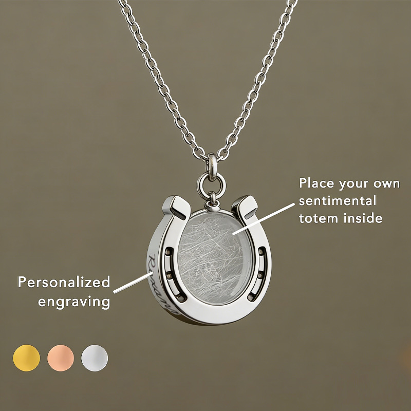 Personalized Horseshoe Keepsake Necklace Unique Handmade Jewelry Memorial Petloss Gift for Equestrain Lovers