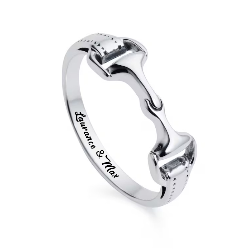 Personalized Sterling Silver Snaffle Bit Ring Equestrian Jewelry Gift for Equestrain Lovers