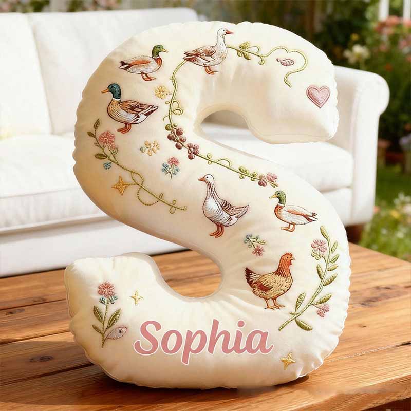 Personalized Pet Lover Chickens Ducks Letter Pillow with Custom Name Graphic 3D Print