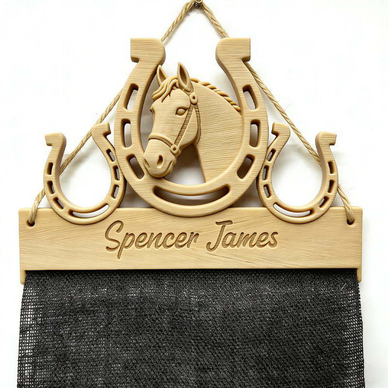 Personalized Equestrian Ribbon Display Rack with Name Horse Show Ribbon Holder Wall Mounted Award Rack Gift for Equestrain Lover