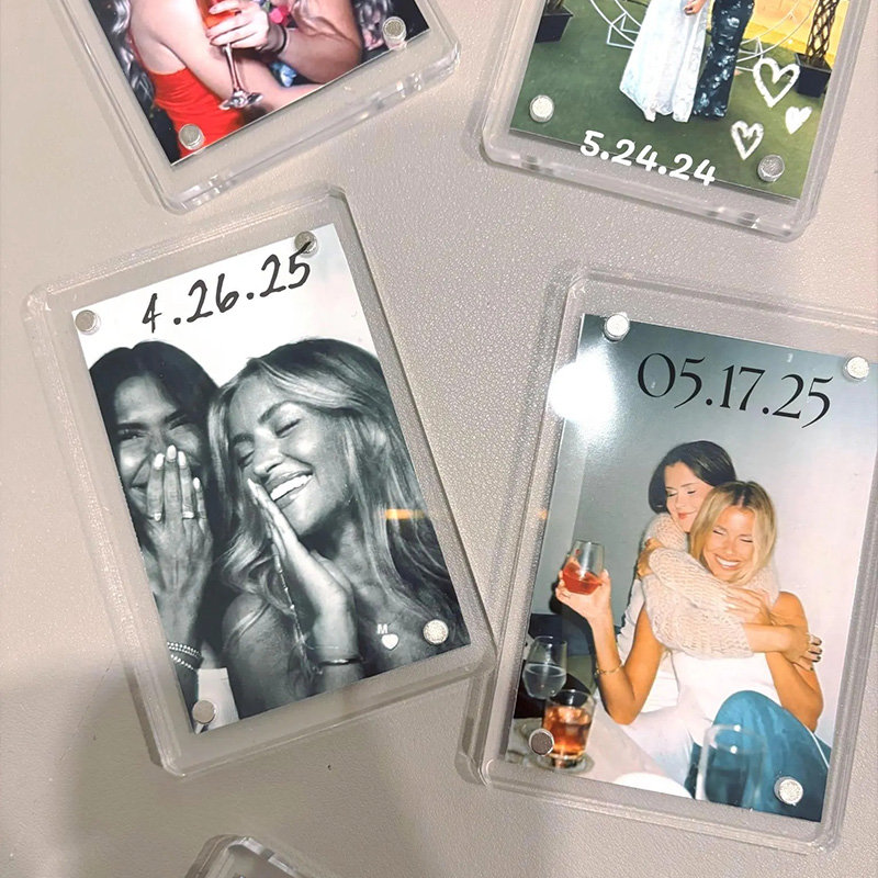 Personalized Bridesmaid Proposal Photo Frame with Engraved Text, Acrylic Fridge Magnetic Photo Frame with Custom Photos