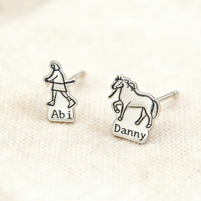 Personalized Filled Horse Stud Earrings Coastal Cowgirl Jewelry Gift for Equestrain Lovers