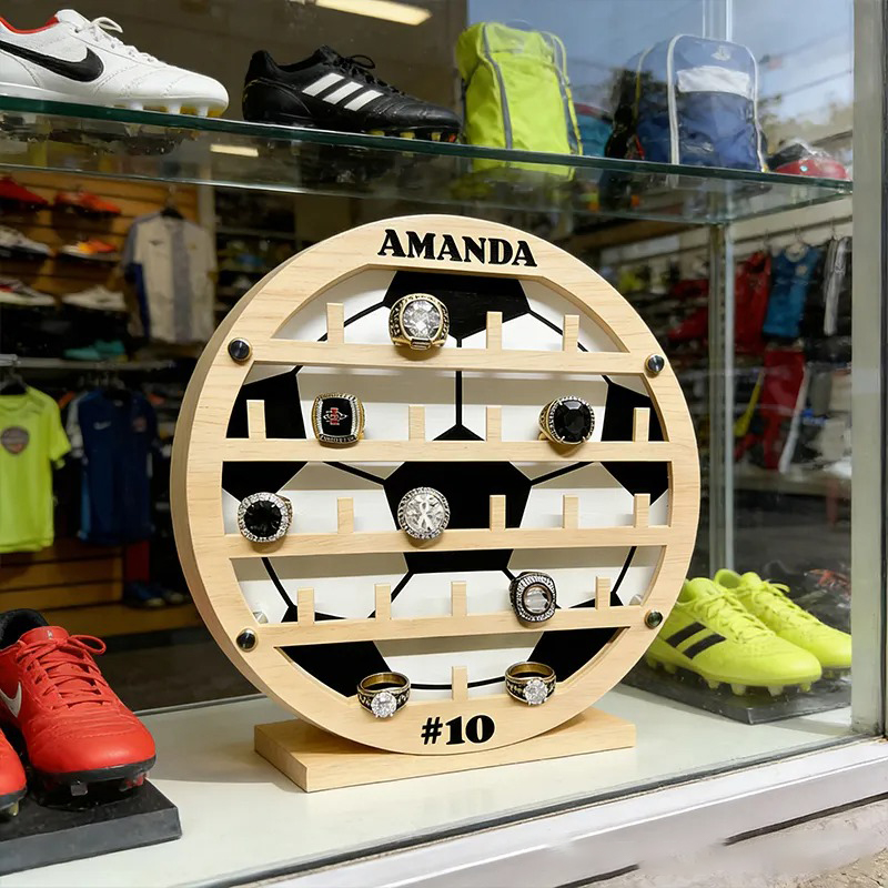 Personalized Soccer Style Ring Holder Custom Name Number Perfect Gift for Soccer Player