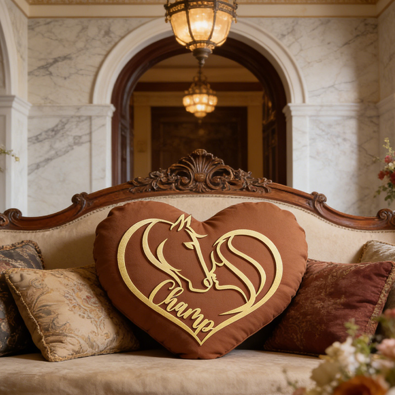 Personalized Horse Heart Elegant Pillow Custom Name Gifts for Family Graphic 3D Print for Riding Lovers Equestrian Lovers