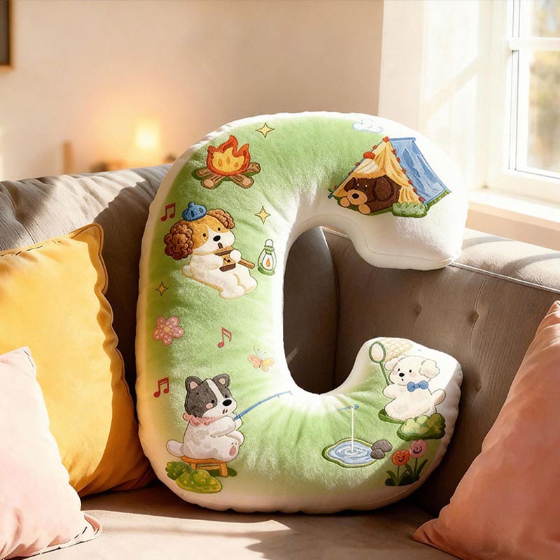 Personalized Dog Lover Camping Fishing Letter Pillow Graphic 3D Print