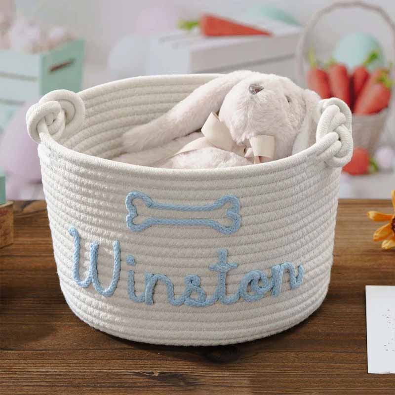 Personalized Pet Lover Dog Cat Name Toy Basket