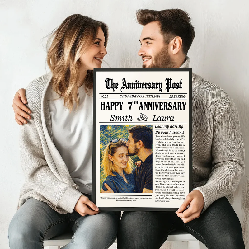 Personalized Couple Photo Post Print Celebrating Decade of Love Poster Canvas Painting Couple 10th Anniversary Keepsake Canvas Painting