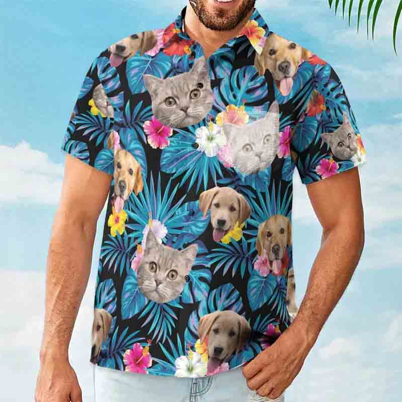 Personalized Pet Lover Custom Face for Dog Cat Hawaii Shirts