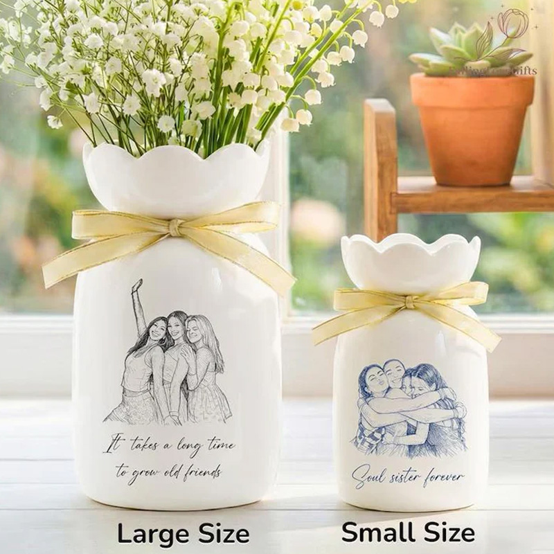 Personalized Mother Gift Ceramic Floral Decor Home Decoration Rustic Country Style Centerpiece Flower Vase Mother's Day Gift
