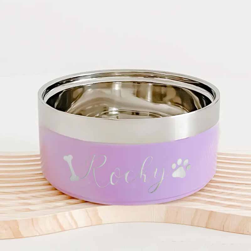 Personalized Pet Lover Stainless Steel Pet Bowl with Name Paw and Dones Pet Bowl