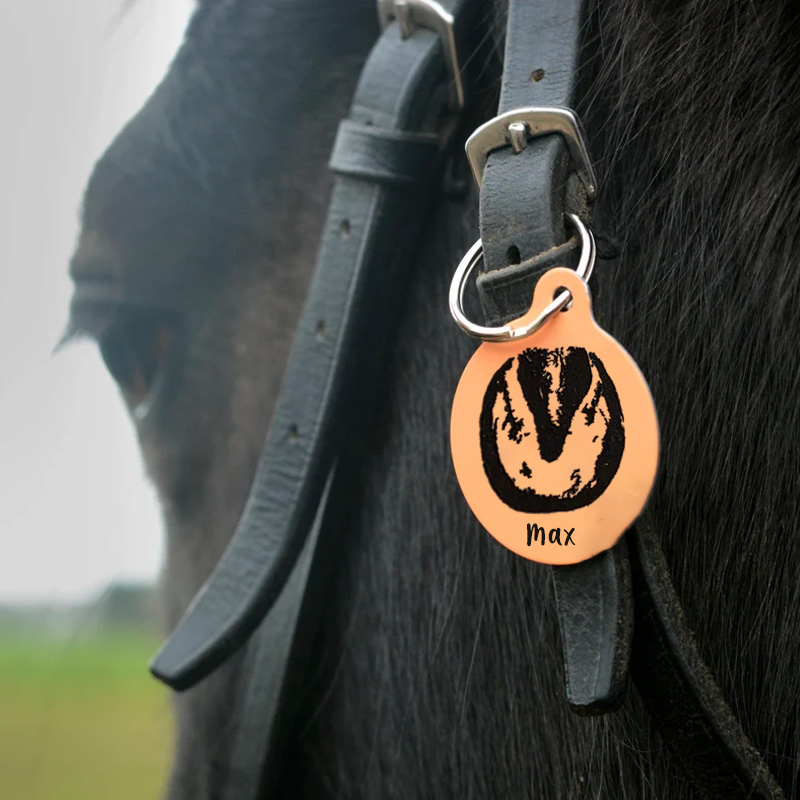 Personalized Horse Hoof Print Bridle ID Tag Equine Charm Aluminium Gift for Equestrain Lovers