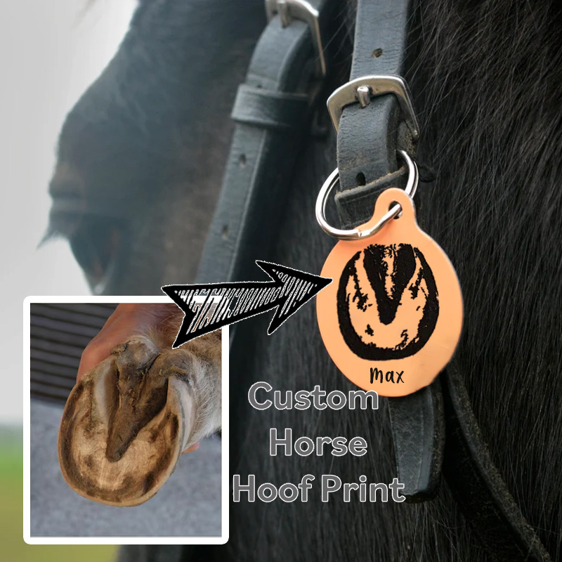 Personalized Horse Hoof Print Bridle ID Tag Equine Charm Aluminium Gift for Equestrain Lovers