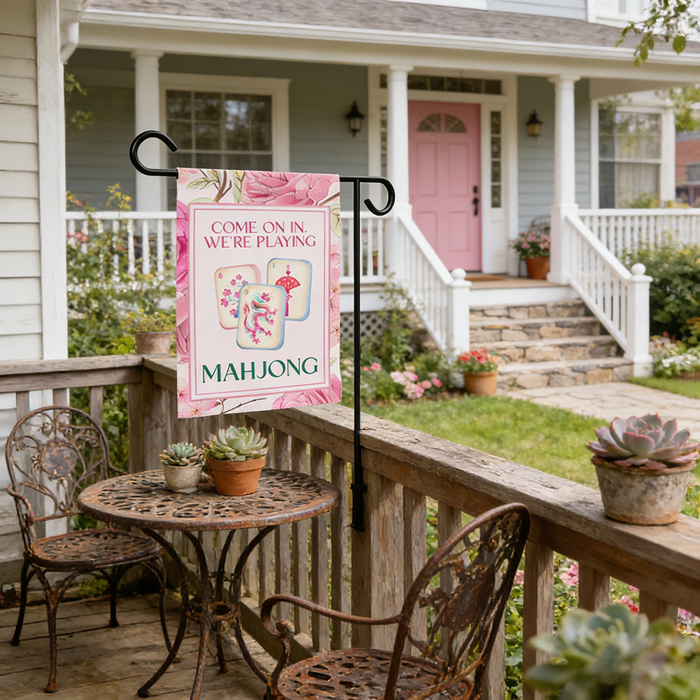 Mahjong Welcome Game Night Sign Preppy Girls Night Mahjong Garden Flag Cocktail Game Night Patio Decor Come On In We’re Playing Mahjong Flag
