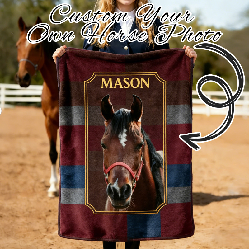 Personalized England Horse Photo Custom Throw Blanket Gift for Riding Lovers Equestrian Lovers