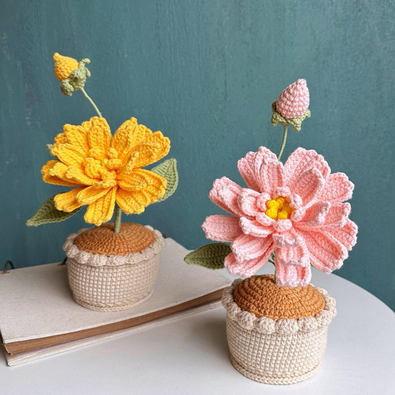 Mothers Day Gift Handmade Knitted Flower Pot Crochet Tulip Plant Gift for Mom Grandma Mother's Day Gifts