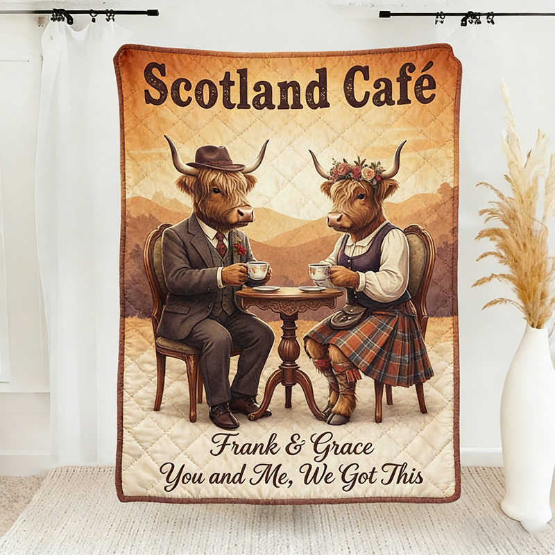 Personalized You and Me We Got This Highland Cow Blanket Scotland Highland Couple Throw Blanket 