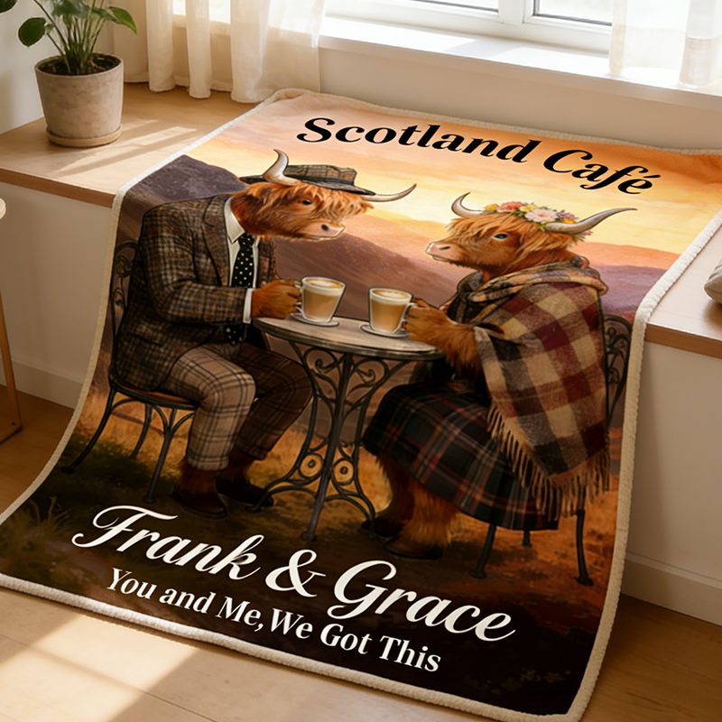 Personalized Highland Cow Throw Blanket for Couple You and Me We Got This Blanket Scotland Highland Couple Throw Blanket 