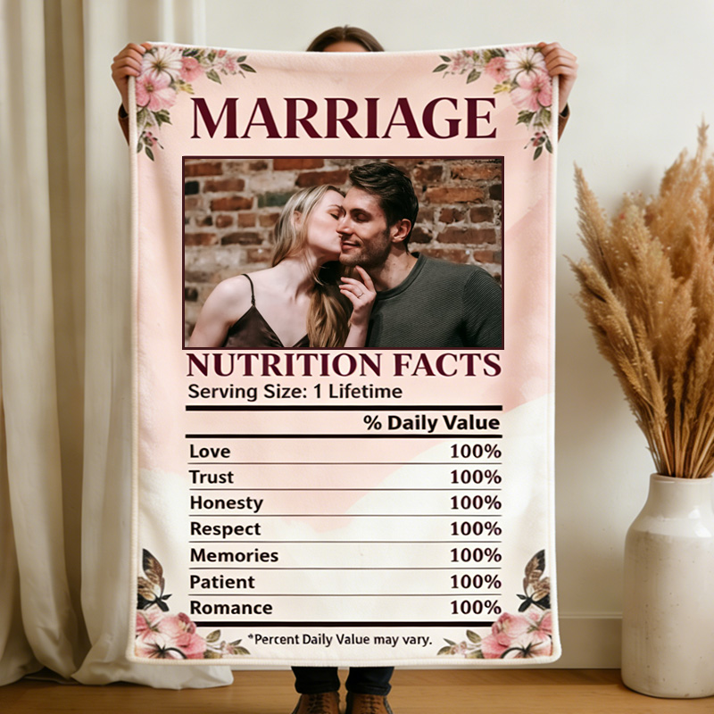 Personalized Marriage Nutrition Facts Blanket Funny Couple Throw Blanket Marriage Gift Anniversary Gift for Couple Newlywed Gift
