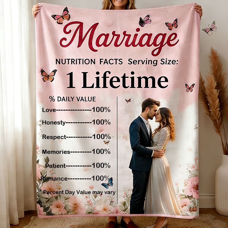 Personalized Marriage Nutrition Facts Blanket Funny Couple Throw Blanket Marriage Gift Anniversary Gift for Couple Newlywed Gift