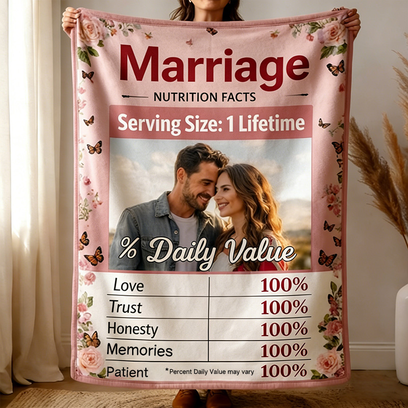 Personalized Marriage Nutrition Facts Blanket Funny Couple Throw Blanket Marriage Gift Anniversary Gift for Couple Newlywed Gift