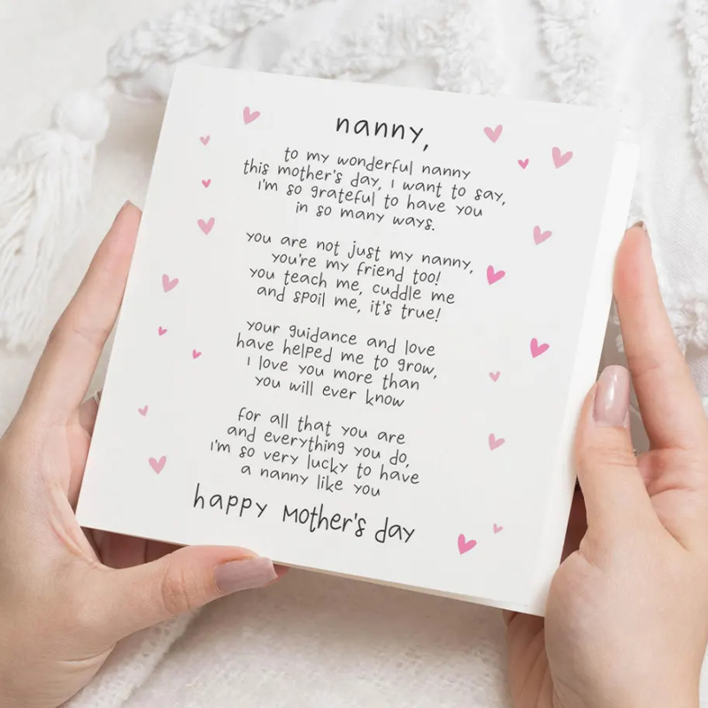 Mother’s Day Card for Nanny – Sweet Poem Greeting Card, Thoughtful Gift from Grandchildren