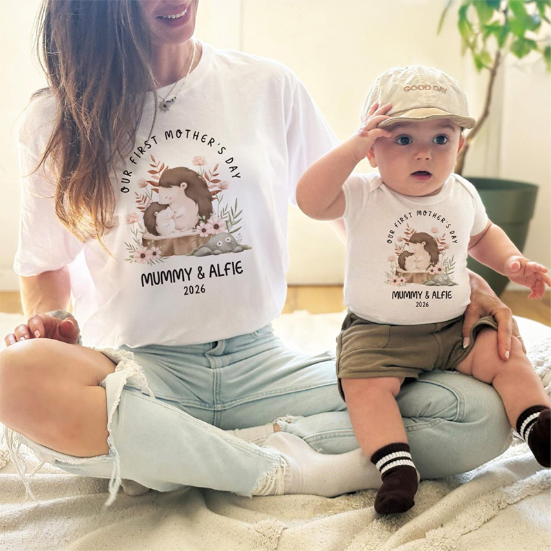 Personalized Our First Mother’s Day Matching T-shirt - Gift for Mummy & Baby Family Matching