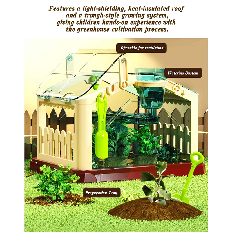 Kids Indoor Greenhouse Growing Kit, STEM Educational Plant Science Toy, Year-Round Gardening Gift for Boys/Girls
