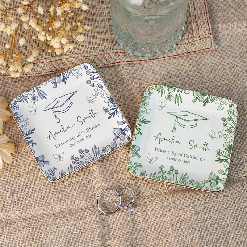 Personalized Graduation Ring Dish College Ring Dish Jewelry Dish for Grad,Graduation Gift For Her Toile De Jouy