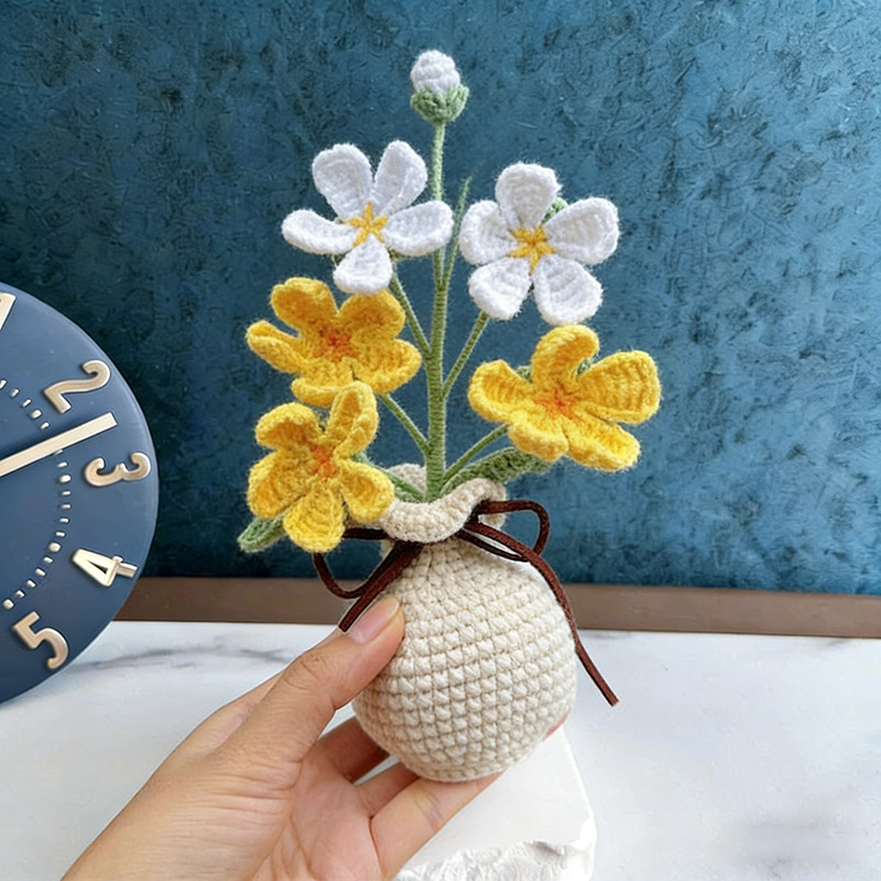 Mothers Day Gift Handmade Knitted Flower Pot Crochet Butterfly Orchid Plant Gift for Mom Grandma Mother's Day Gifts