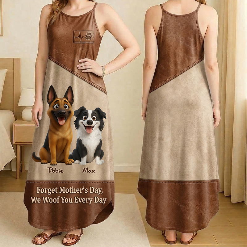 Personalized Dog Mom Suspender Maxi Dress Gifts For Mothers Dog Lovers Gift