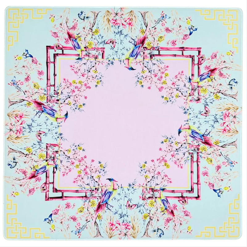 Personalized Floral Bird Mahjong Mat – Classic Asian-Inspired Design with Gold Accents Gift for Mahjong Lovers