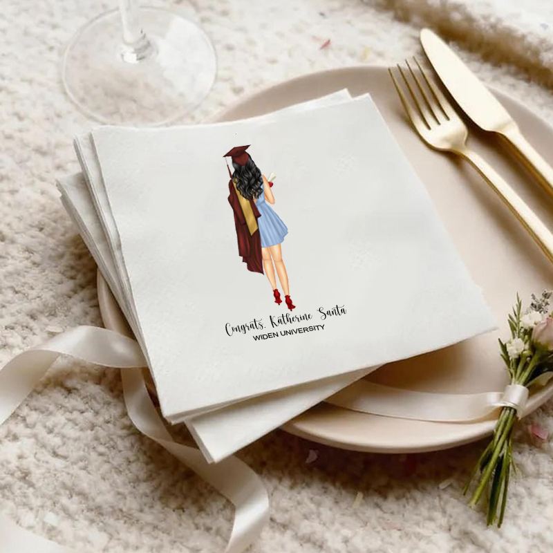 Personalized Girls Graduation Napkins: Class Of 2026 Graduation Party Favors Decor