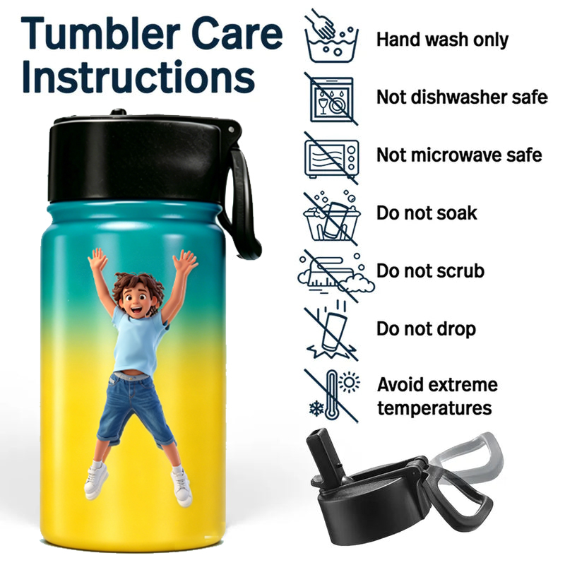 Personalized Drinks Gradient Cartoon Childrens Water Bottle