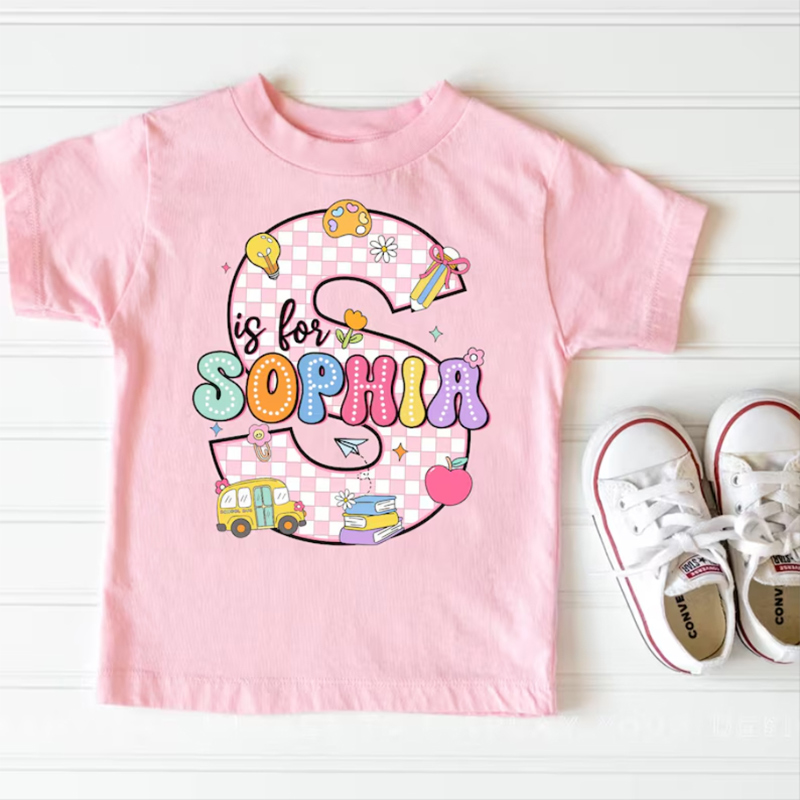 Personalized Back To School Kids Shirt Initial Name Kindergarten Shirt Pre-K Kids Shirt First Day Of School Outfit
